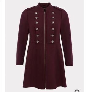 Torrid Burgundy Zip Military Coat